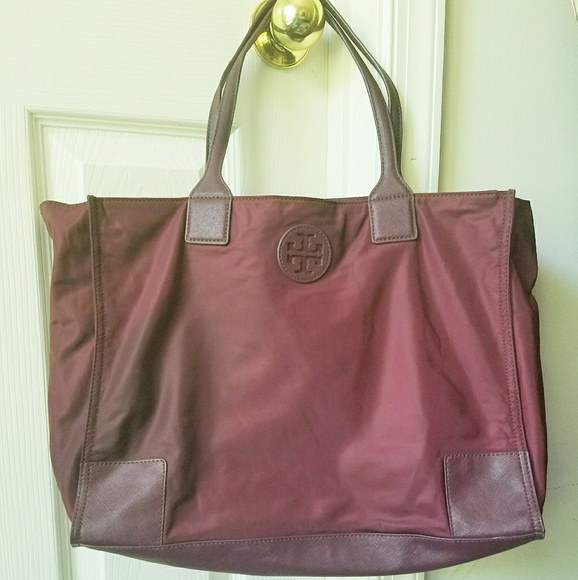 Tory Burch Handbags - Tory Burch Burgundy Nylon Tote Bag
